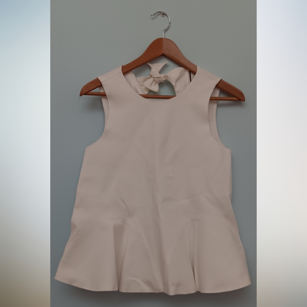 Alexis Adria Women's Sleeveless Peplum Lined Top White 0